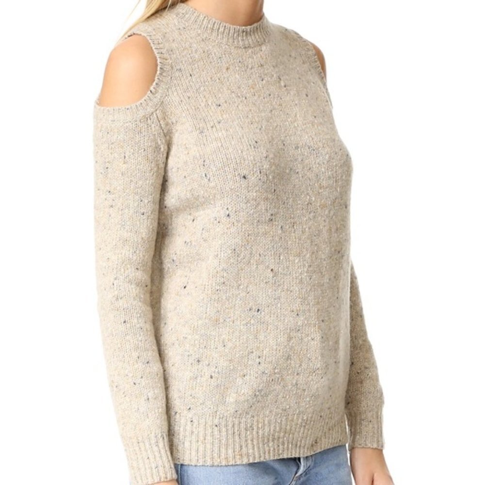 REBECCA MINKOFF Paige Alpaca Blend Sweater Womens size M Beige Speck Long Sleeve